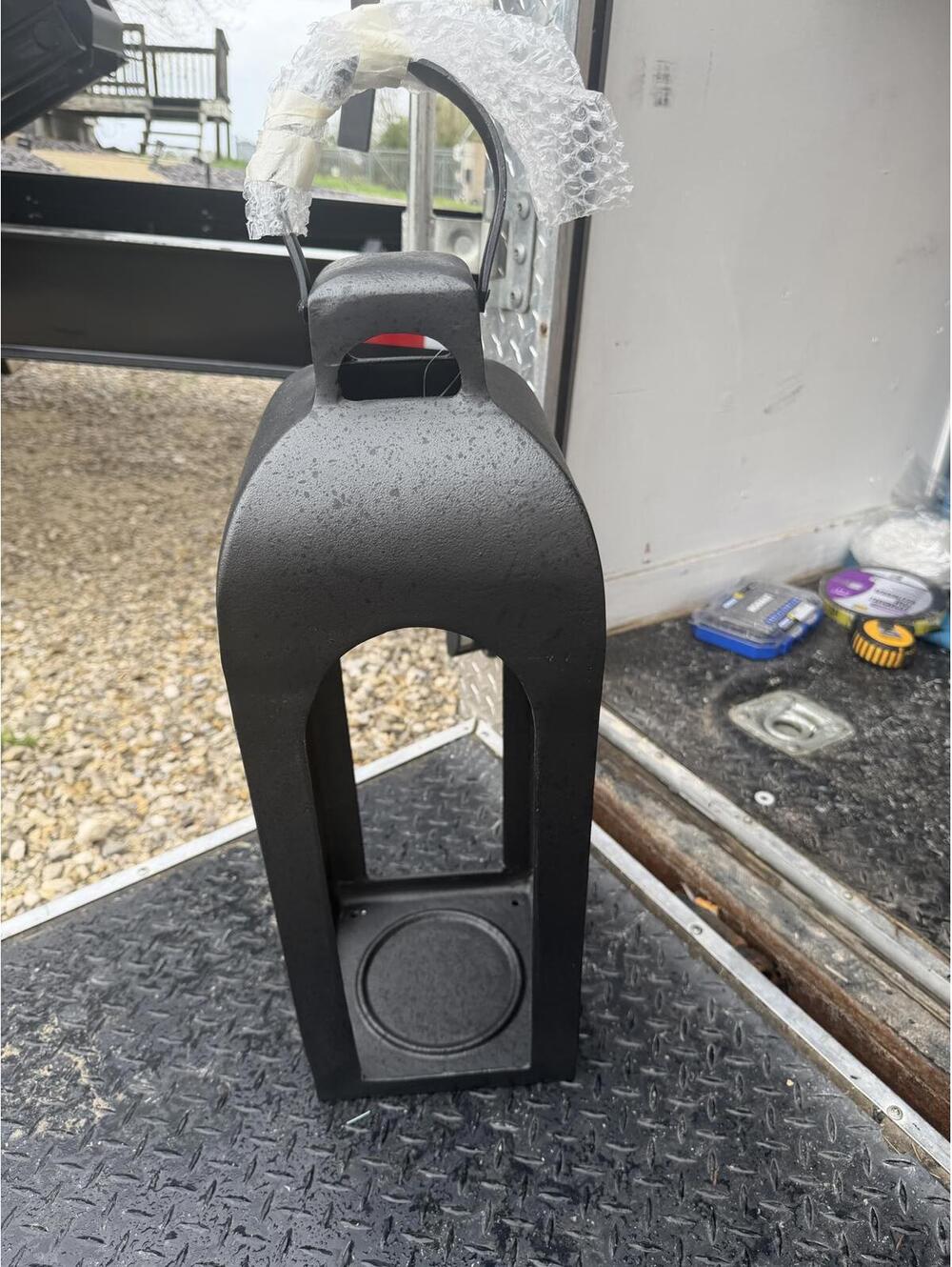 Pillar Cast Illuminum Outdoor Lantern Candle Holder Black Threshold 29.4x9